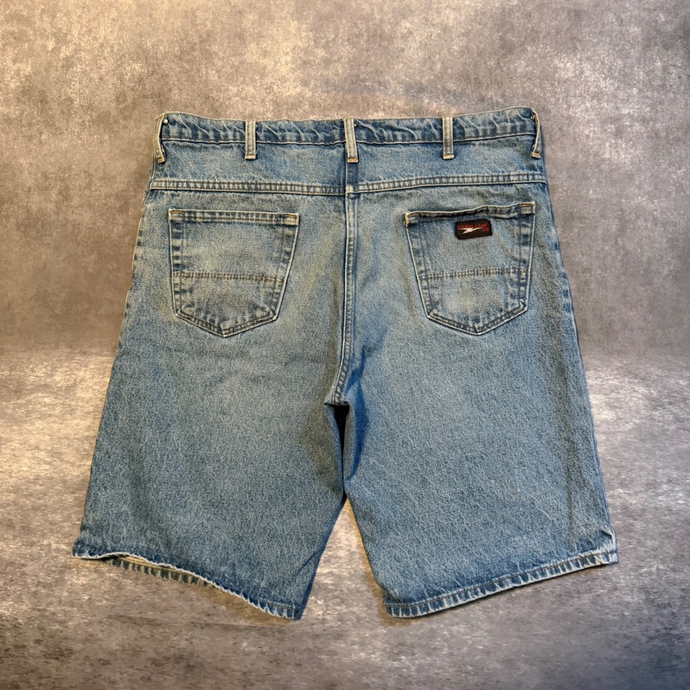 Vintage Union Line Mens Denim Shorts Size 38 Light Wash Blue Jorts Made USA 90s